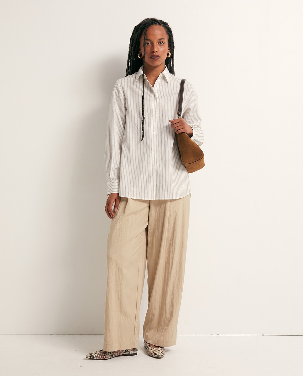 Camisa às Riscas com Laço Branco-2