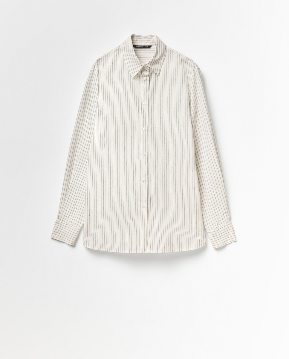 Camisa às Riscas com Laço Branco-6