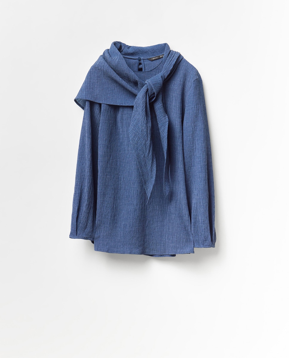 Camisa de Lenço Lisa Índigo-7