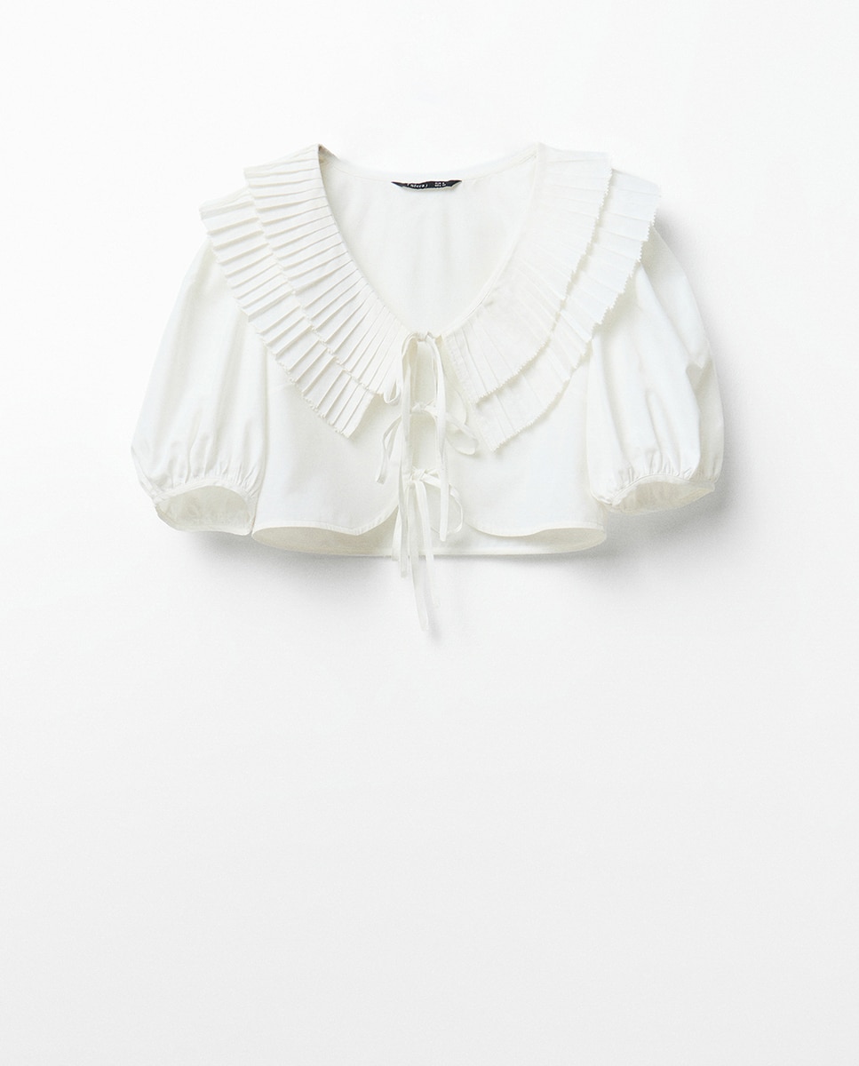 Blusa de Manga com Pregas Branco-5