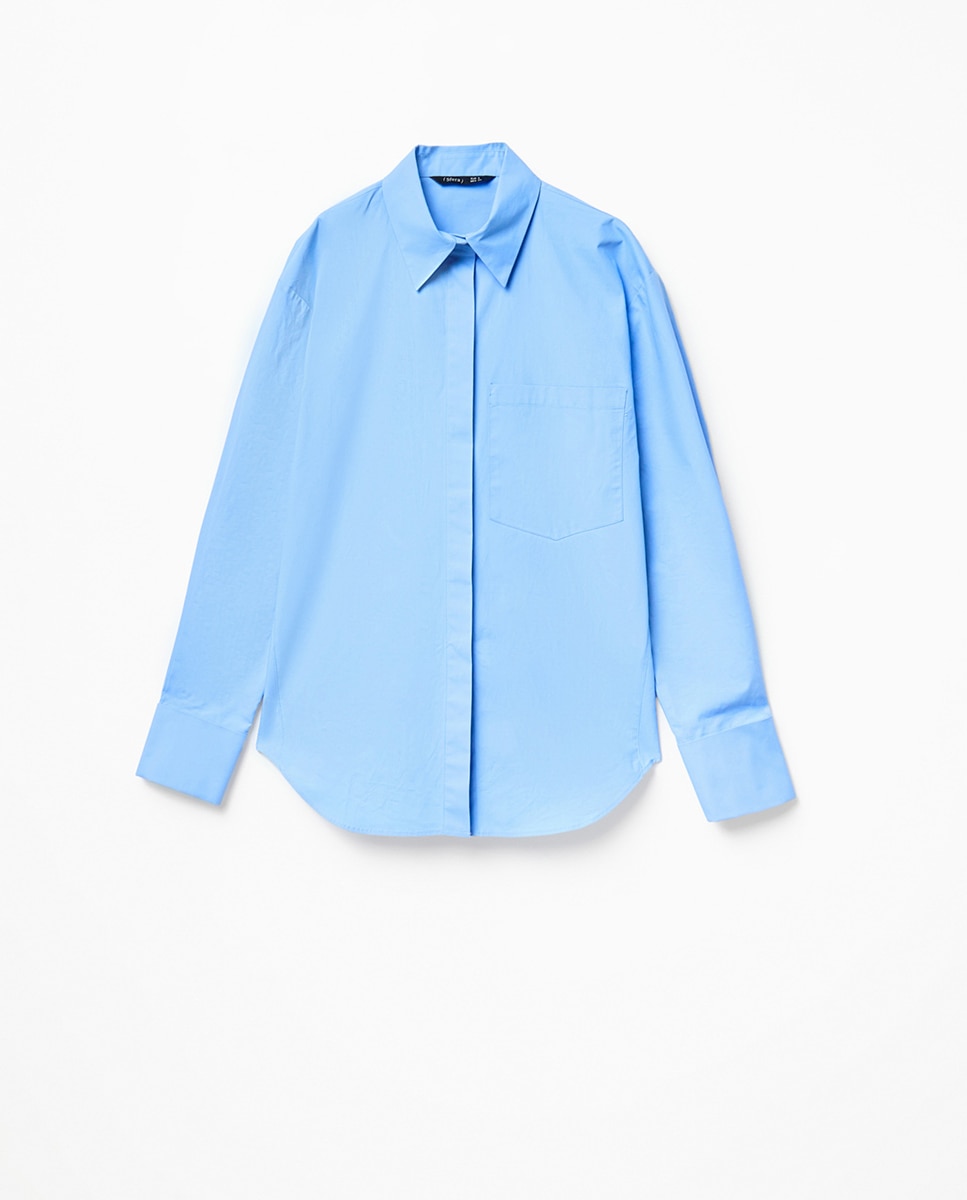 Camisa azul popelín - Sfera - 400 Azul 400 Azul-6