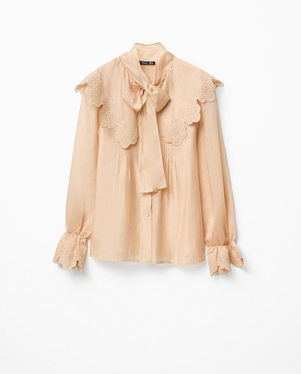 Blusa canesú lazada - Sfera - 130 Marfil 130 Marfil-7