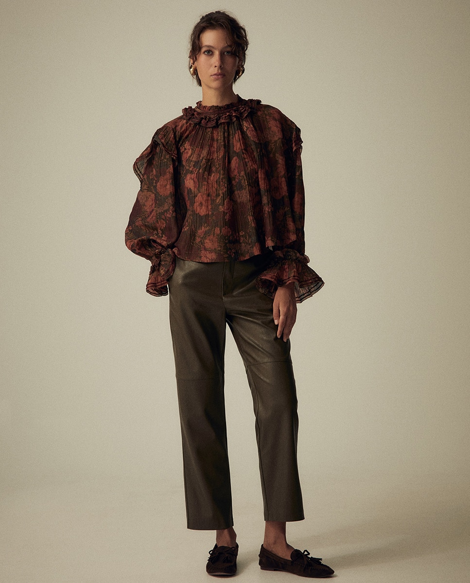 Camisa lurex estampada - Sfera - 520 Kaki 520 Kaki-2