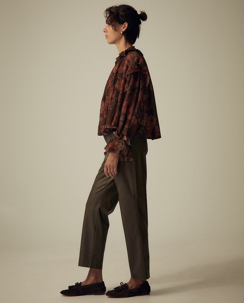 Camisa lurex estampada - Sfera - 520 Kaki 520 Kaki-3