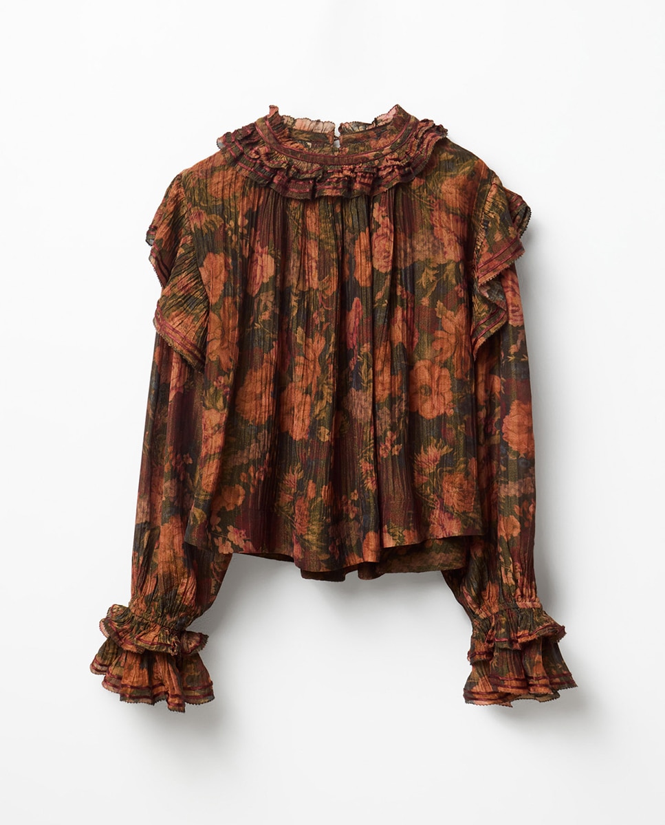 Camisa lurex estampada - Sfera - 520 Kaki 520 Kaki-6