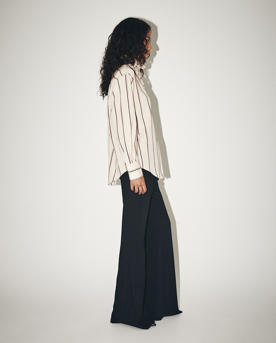 Camisa às Riscas com Lenço 120 Cru-4