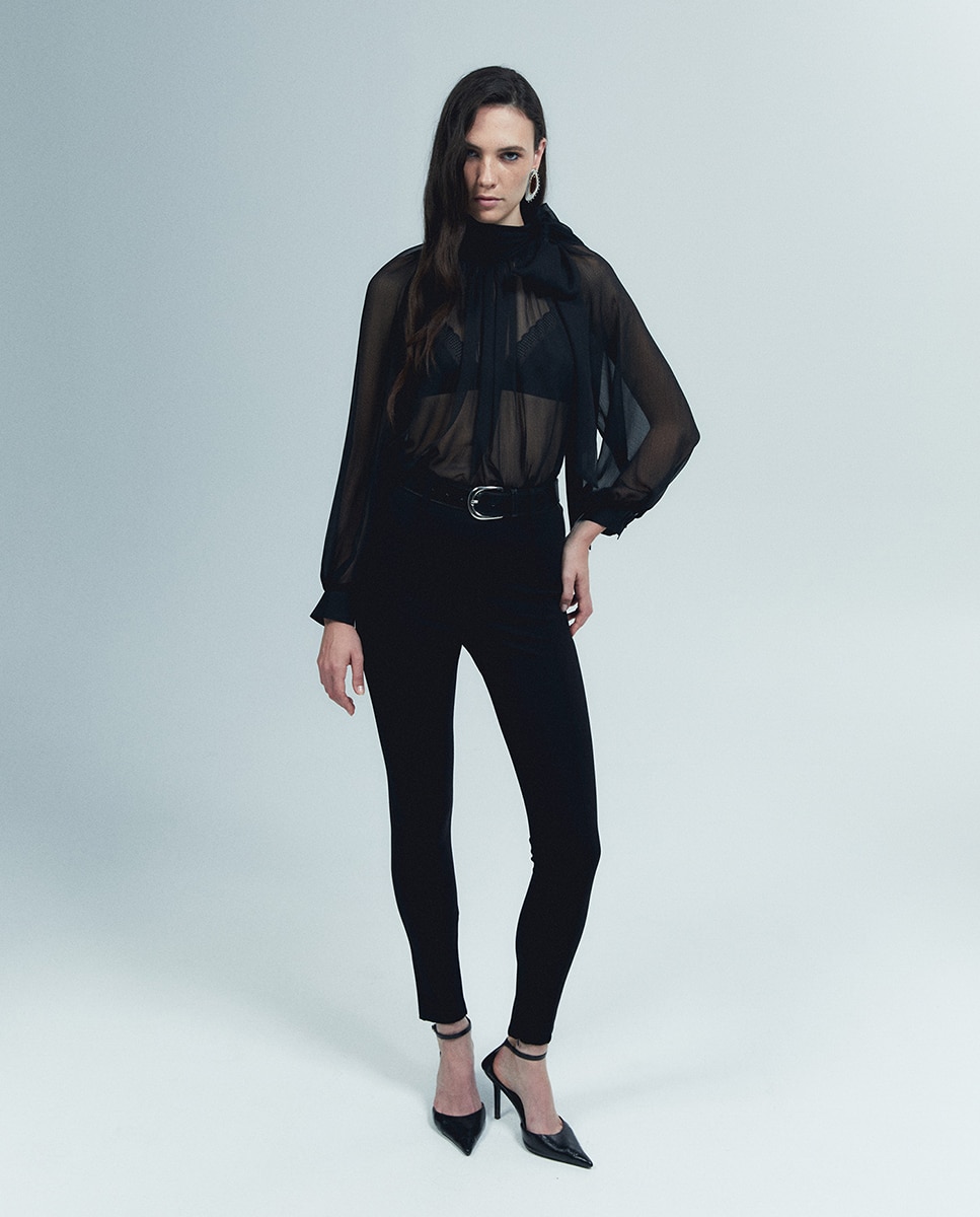 Imagen 1 de Camisa lazada transparente - Sfera - Negro Negro