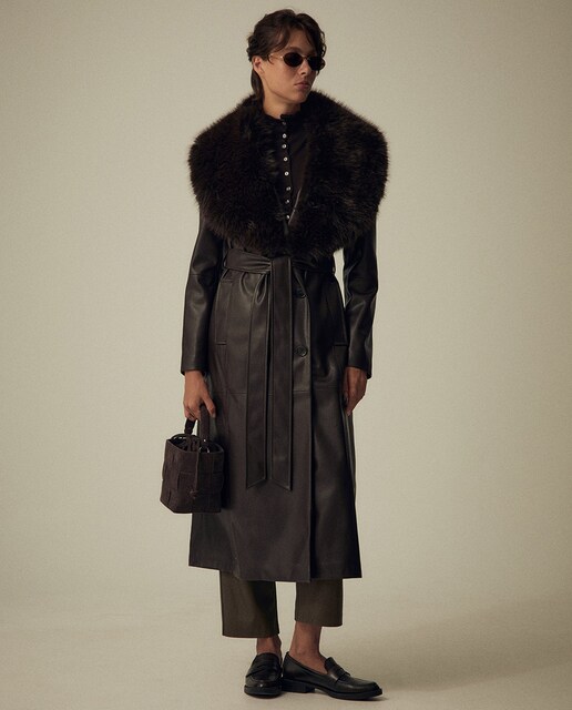 Trench efecto piel cuello pelo