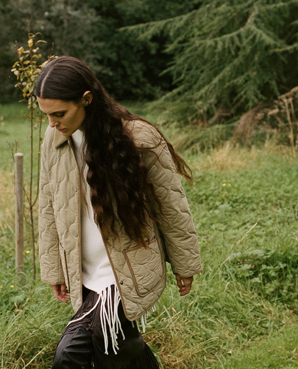 Sobretudo Acolchoado Curto Verde Azeitona-2