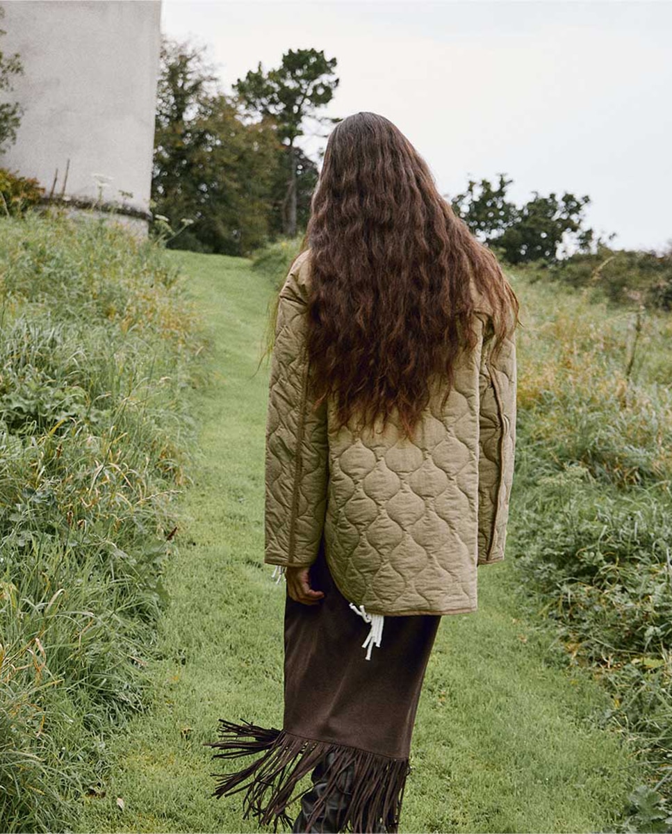 Sobretudo Acolchoado Curto Verde Azeitona-4