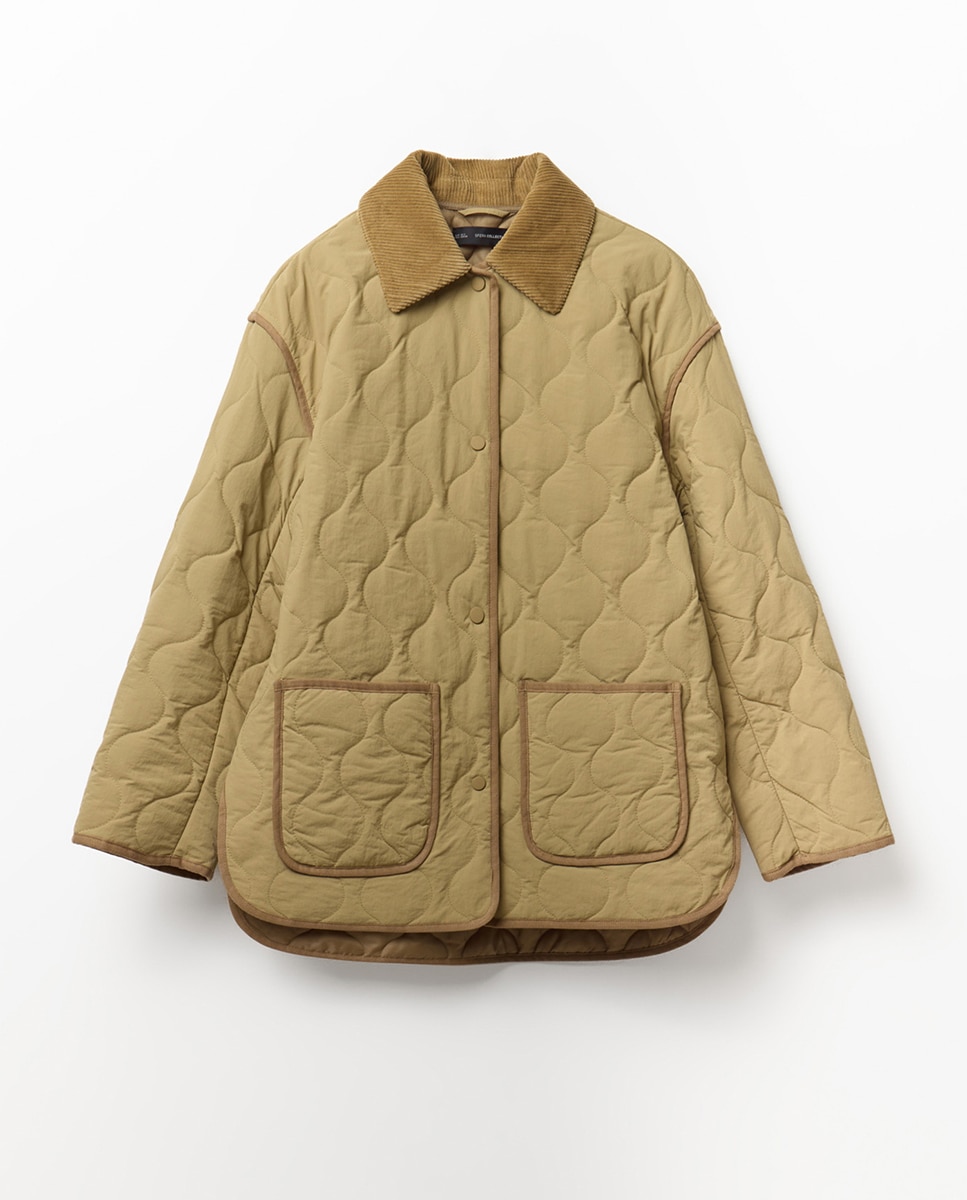 Sobretudo Acolchoado Curto Verde Azeitona-7