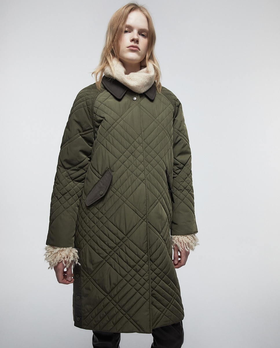 Sobretudo Acolchoado com Gola Caqui-4