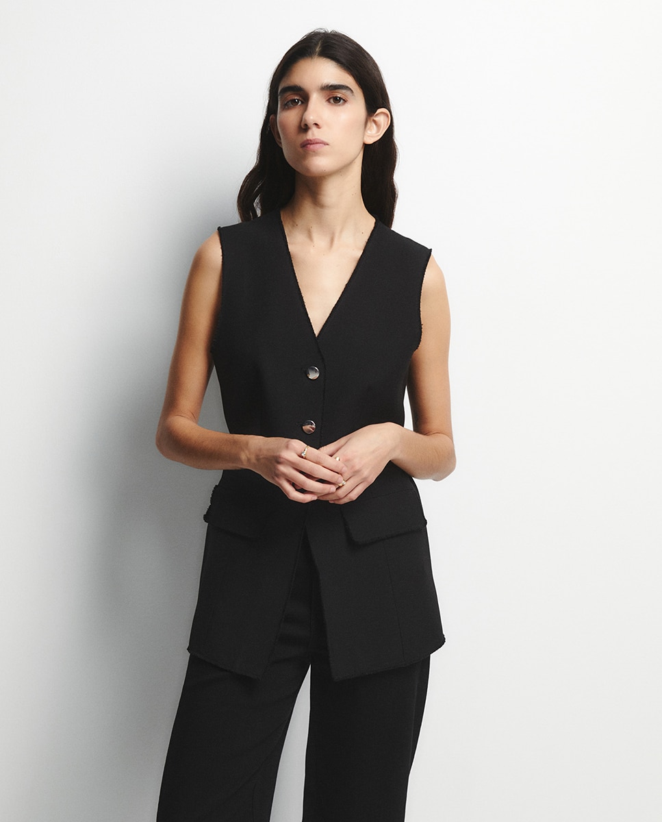 Colete com Botões Preto-3