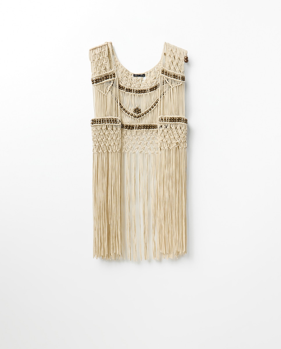 Colete de Macramé Bege-5