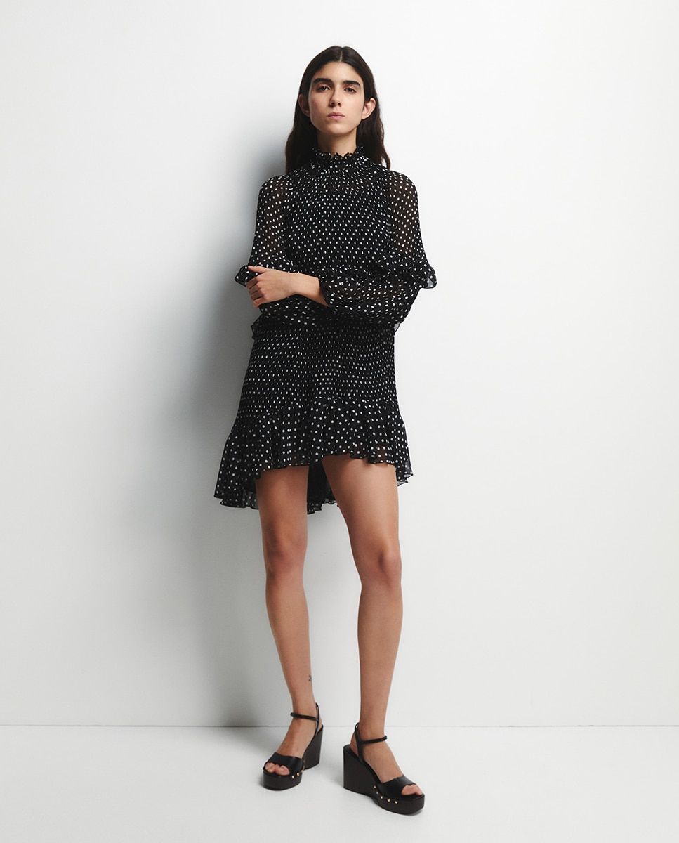 Vestido às Mini Bolinhas Preto-2