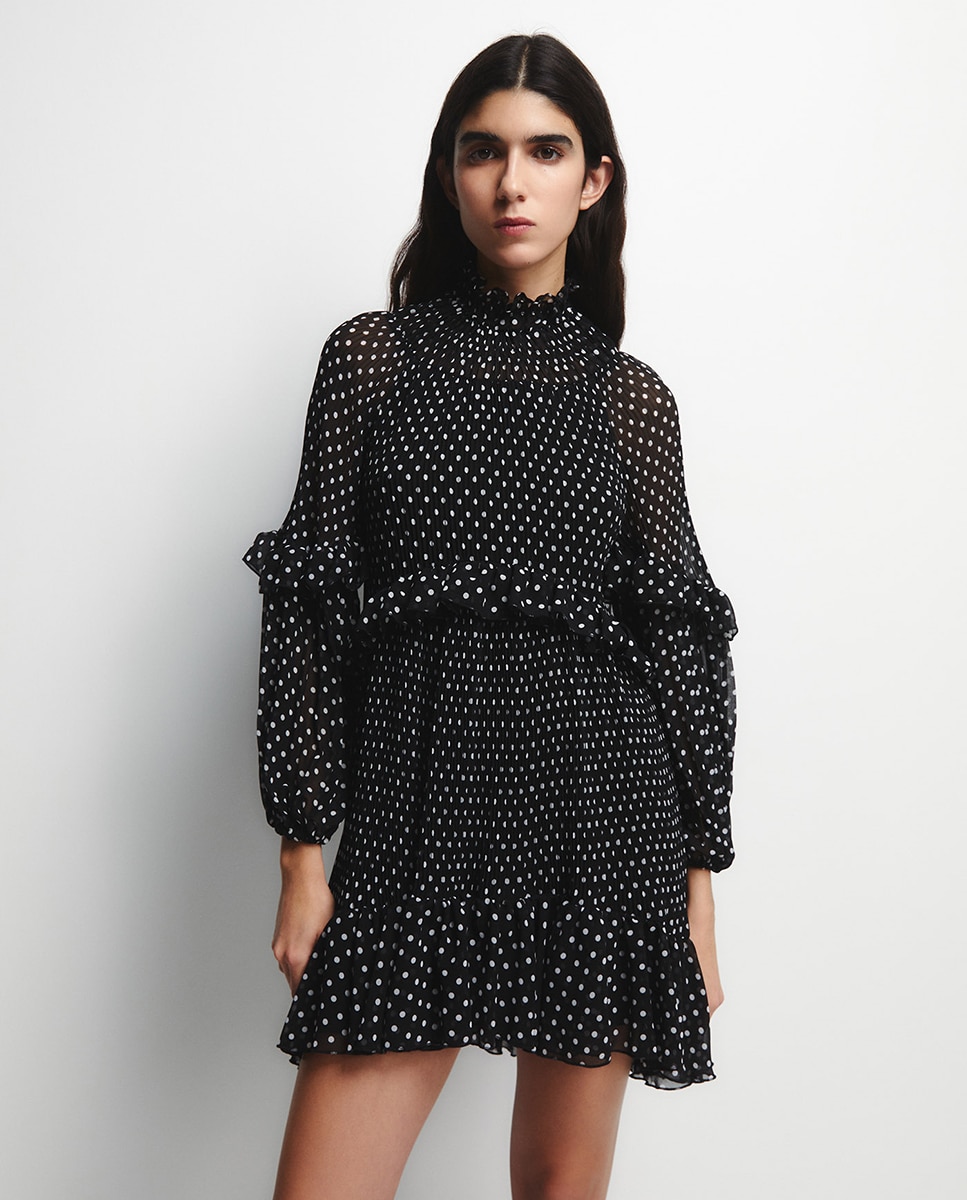 Vestido às Mini Bolinhas Preto-3