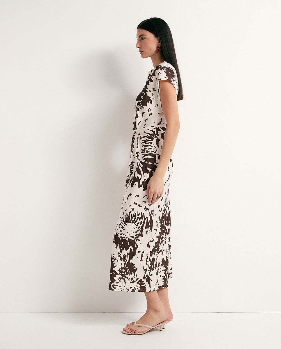 Vestido Acetinado Castanho-4