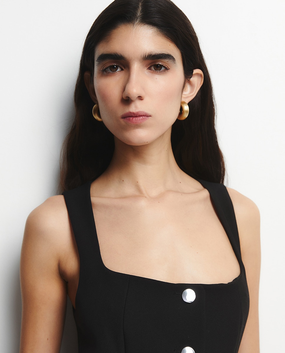 Vestido Midi com Botões Preto-4