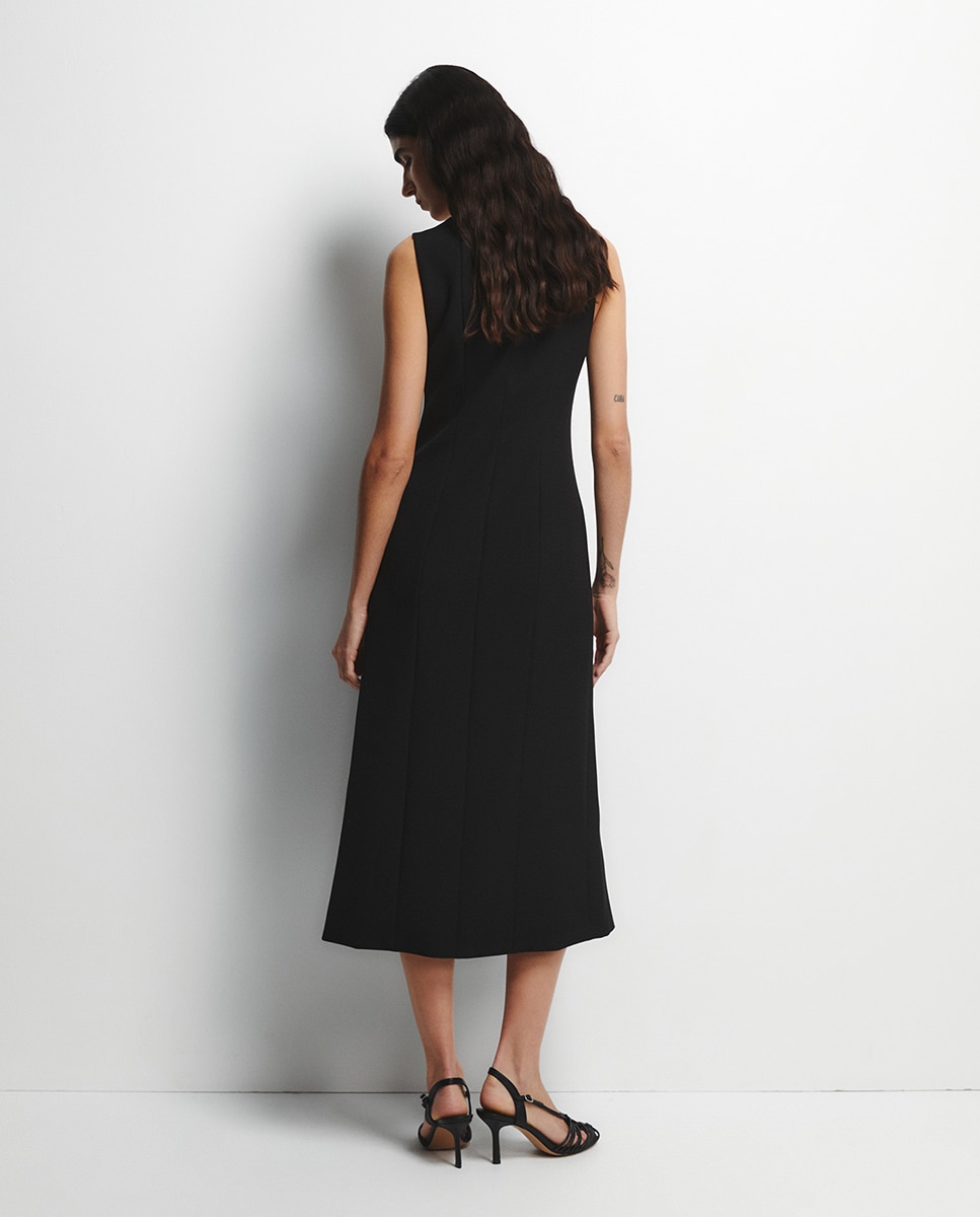 Vestido Midi com Botões Preto-6