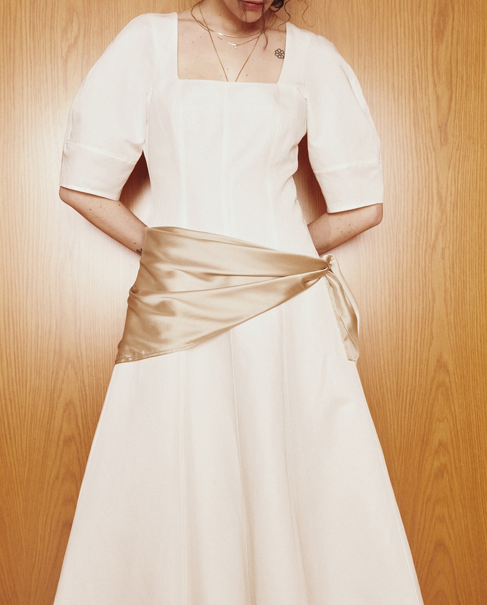 Vestido Midi com Manga Branco-5