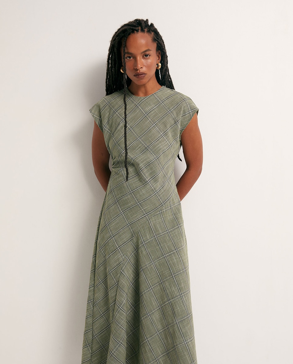 Vestido aos quadrados Verde-2