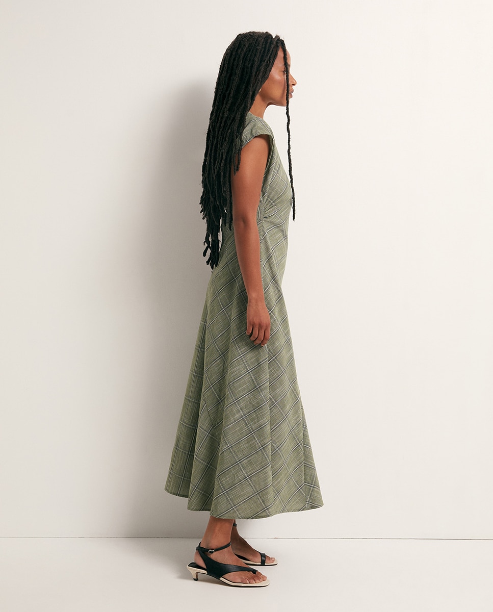 Vestido aos quadrados Verde-4