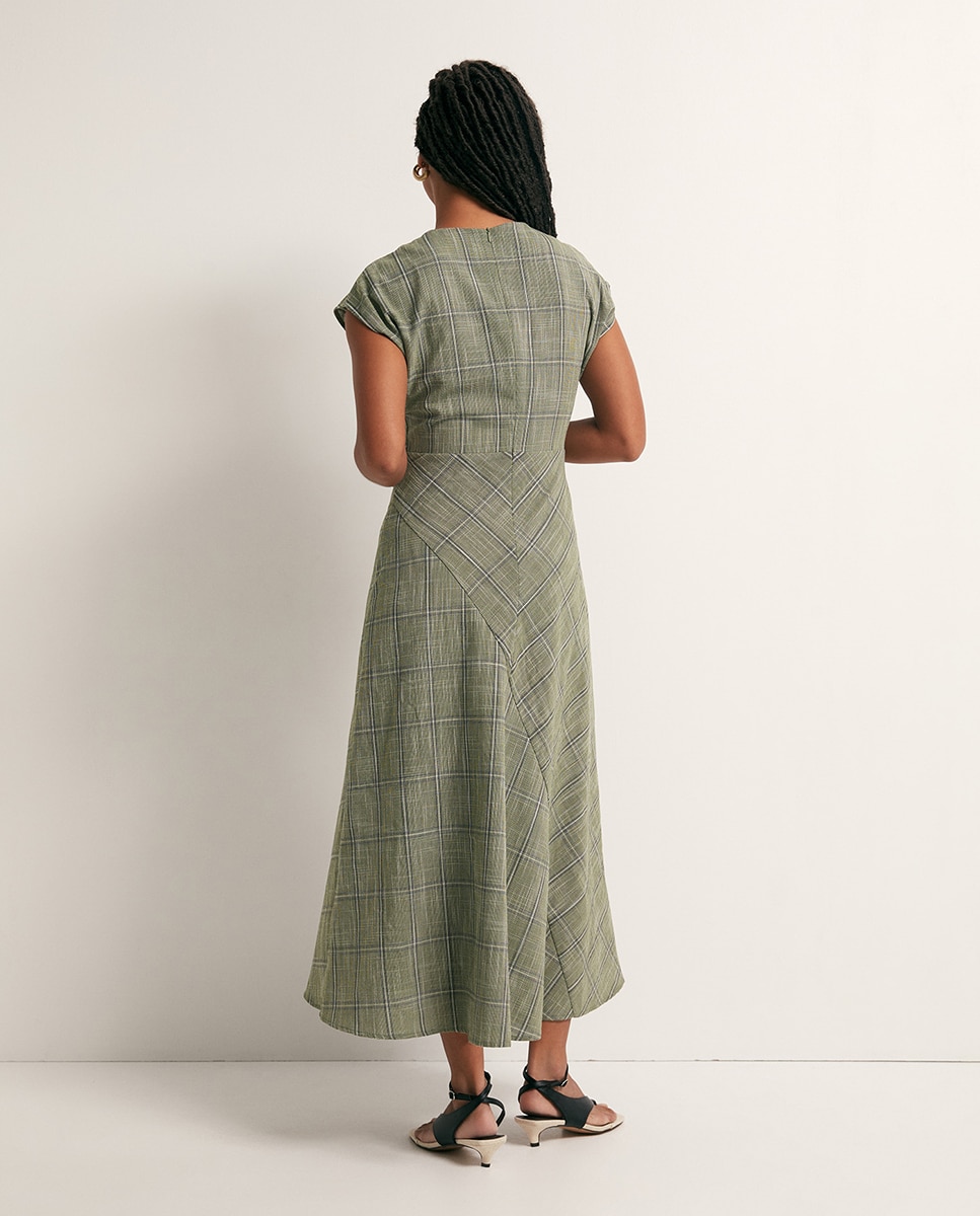 Vestido aos quadrados Verde-5