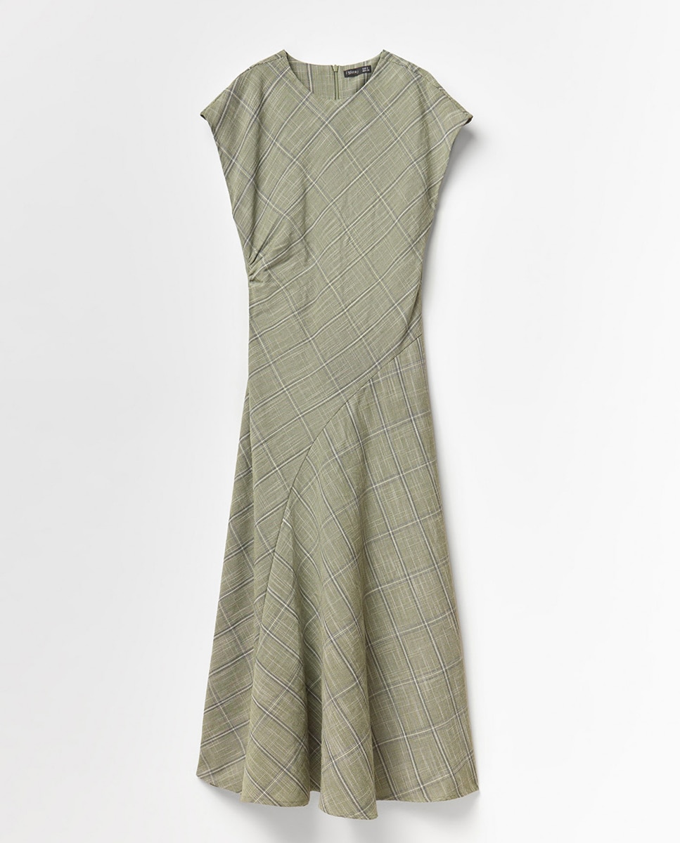 Vestido aos quadrados Verde-6