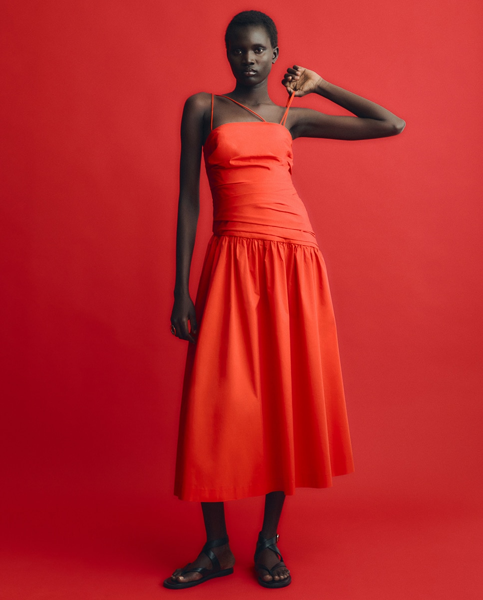 Sfera - Vestido tirantes drapeado.