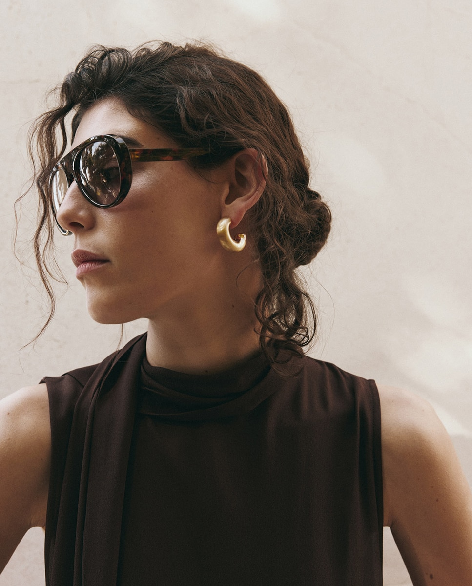 Vestido com Bainha com Bicos Chocolate-4