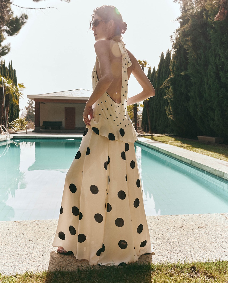 Vestido Halter às Bolinhas Cru-2