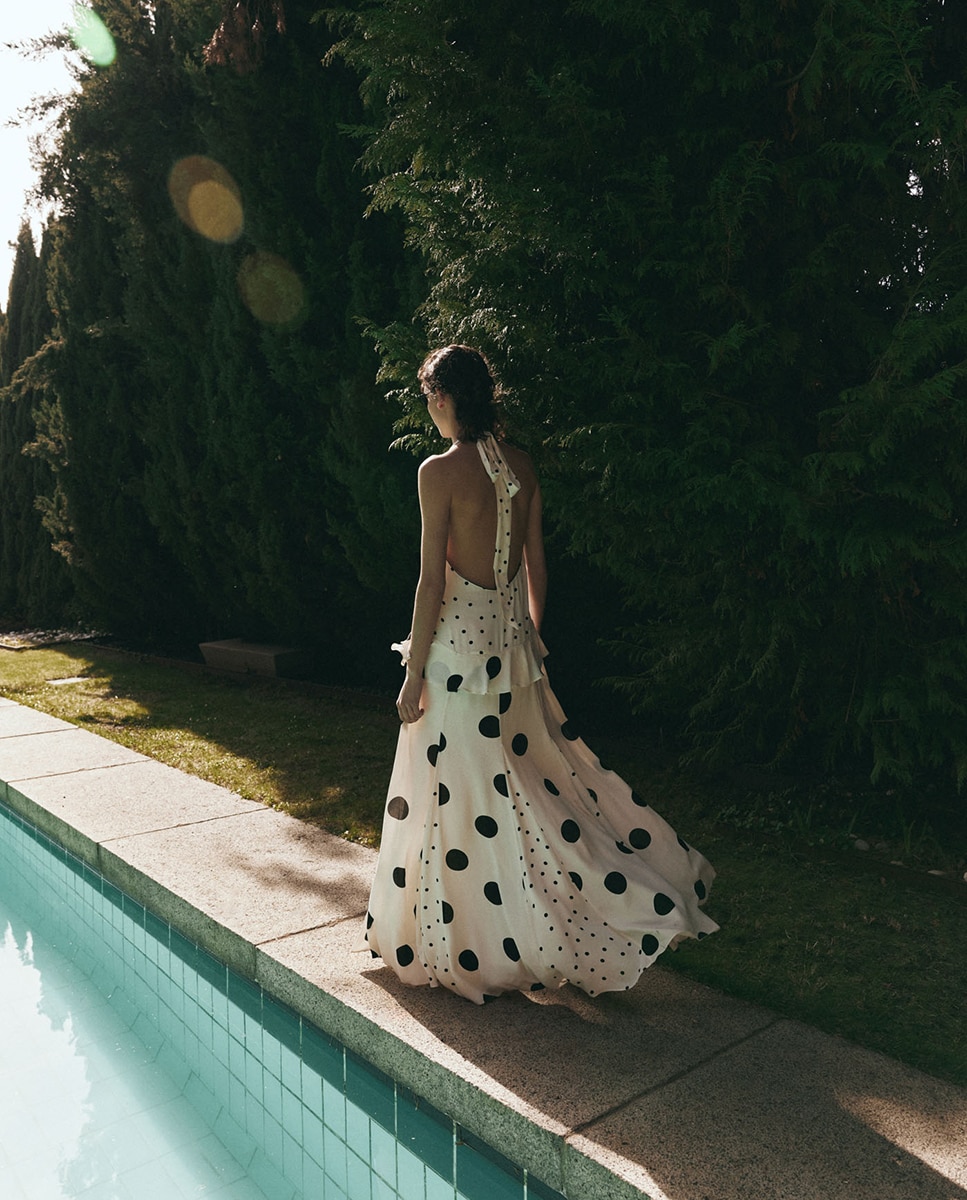 Vestido Halter às Bolinhas Cru-4