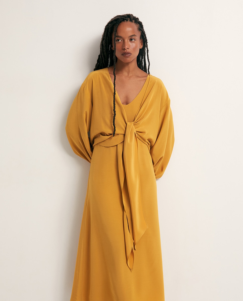 Vestido com Laço Amarelo-2