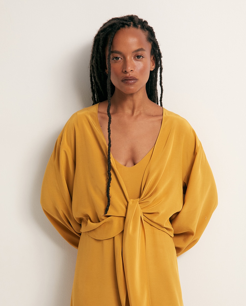 Vestido com Laço Amarelo-3
