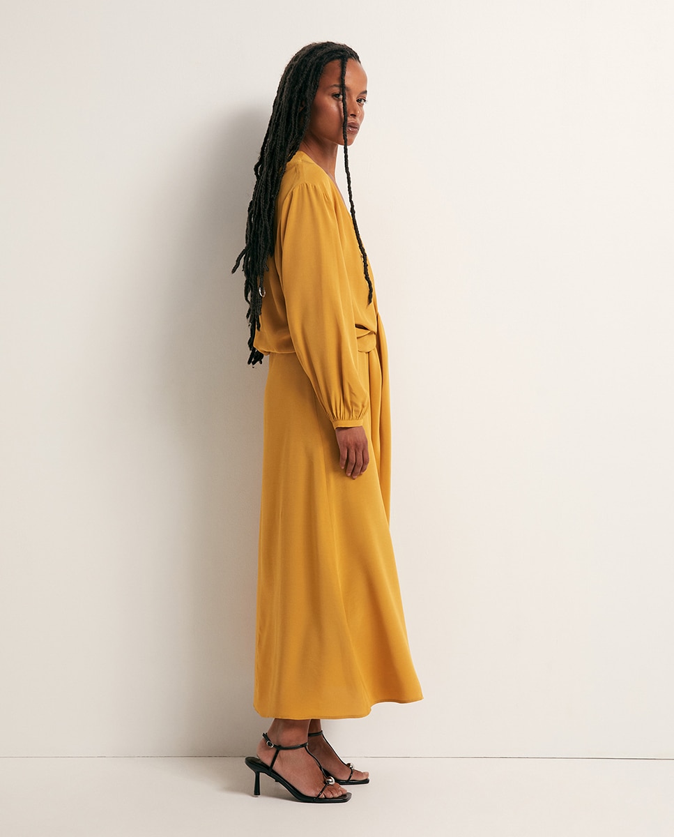 Vestido com Laço Amarelo-4