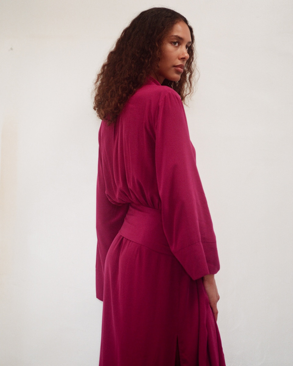 Vestido Camiseiro com Laço Roxo-2
