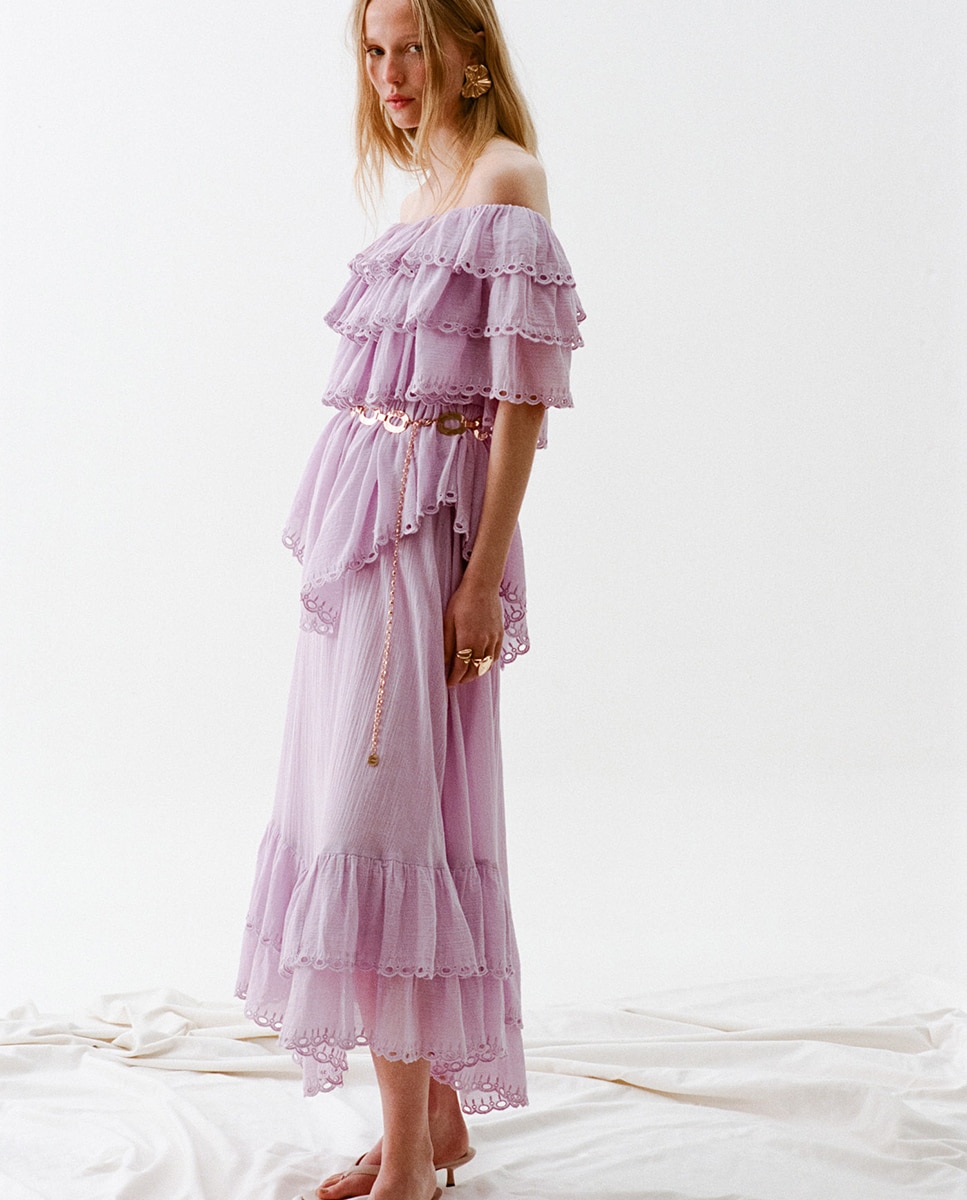 Imagem 0 de Vestido com Folhos Schiffly