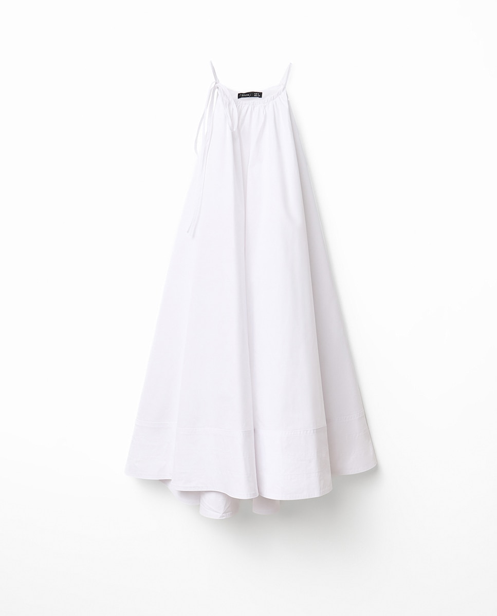 Vestido Rodado de Popelina Branco-6