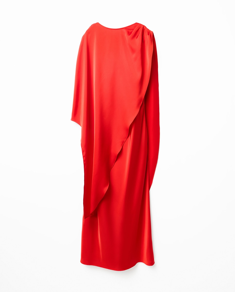 Vestido Fluido com Capa Vermelho-4