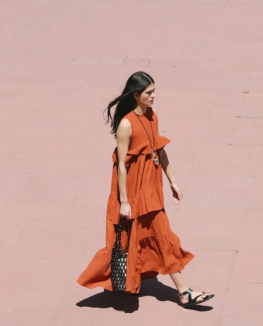 Imagen 0 de Vestido capas naranja