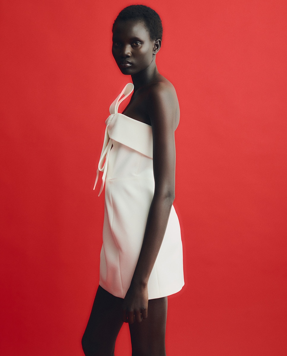 Vestido Mini com Laço Branco-3
