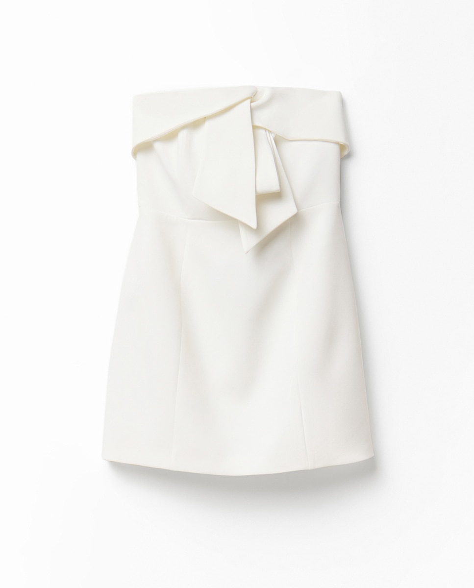 Vestido Mini com Laço Branco-5
