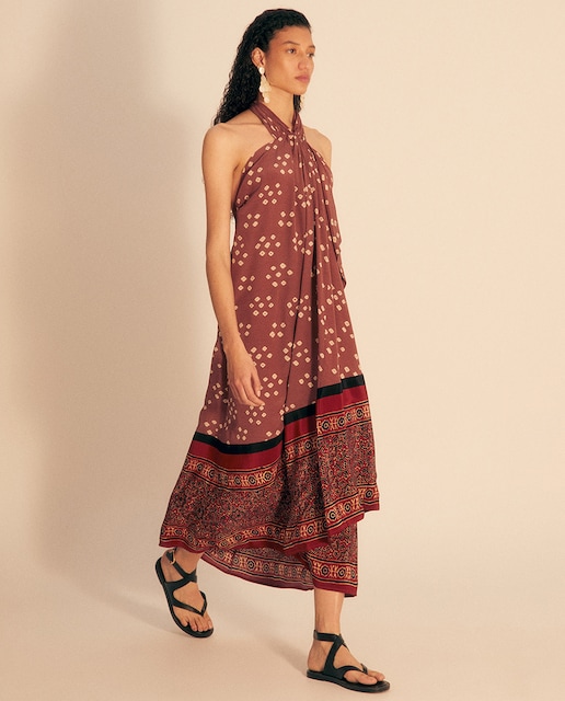 Imagen 0 de Vestido cuello halter estampado