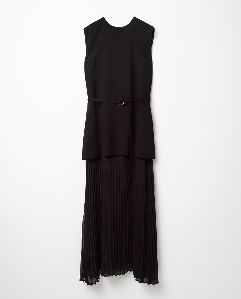 Vestido de Crepe com Saia Plissada 820 Cinzento Médio-7