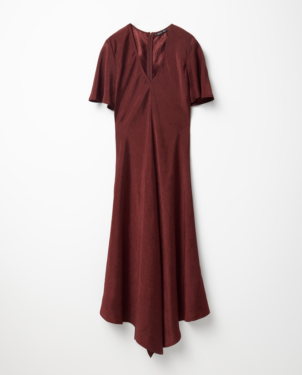 Vestido Acetinado com Bicos 770 Terracota-5