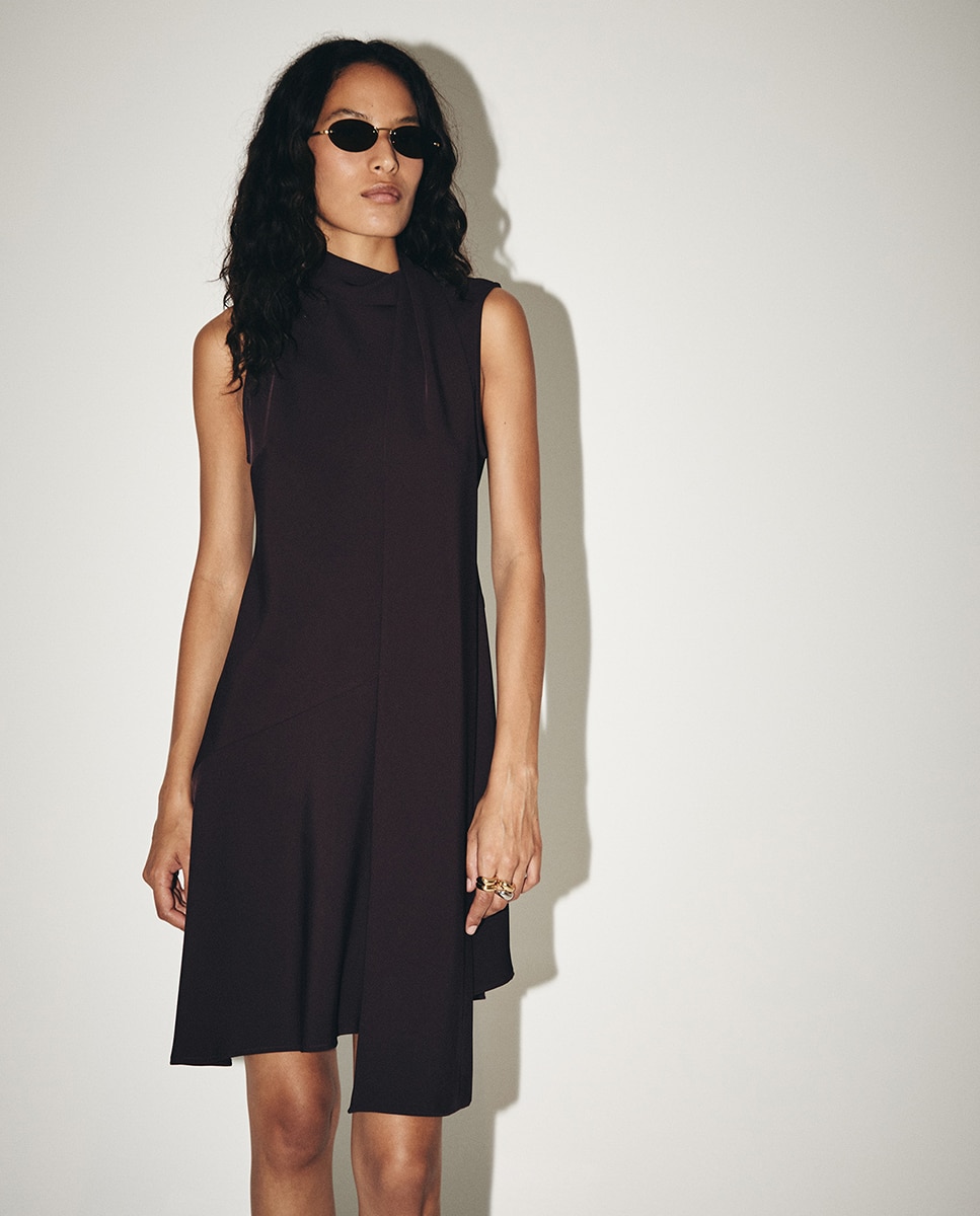 Vestido Mini com Écharpe 291 Beringela-2