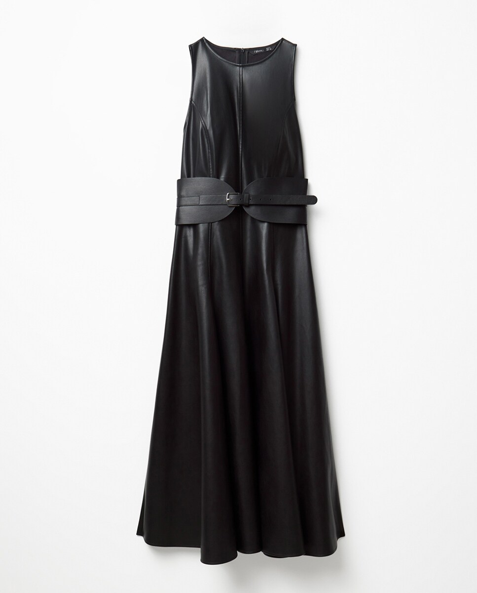 Imagen 0 de Vestido polipiel cinturón