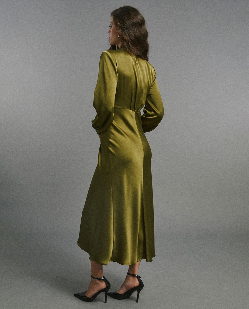 Vestido jaquard cuello - Sfera - Verde Verde-5