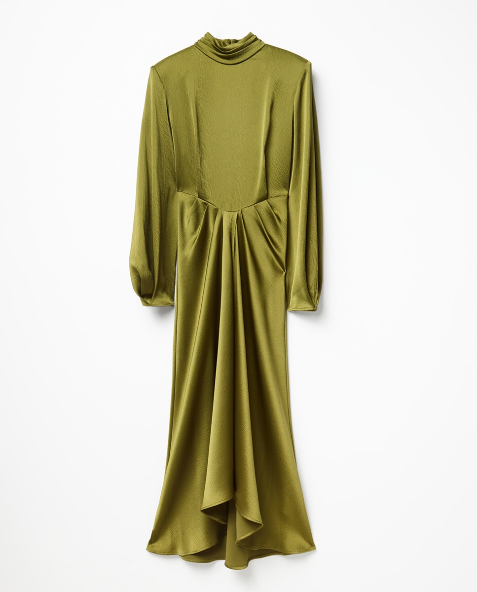 Vestido jaquard cuello - Sfera - Verde Verde-6