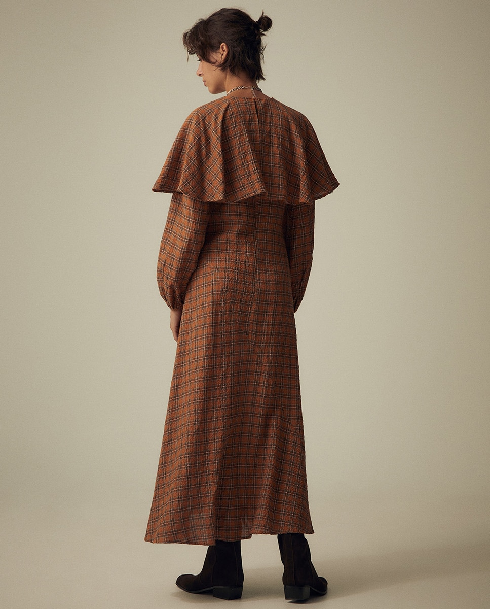 Vestido com Capa aos Quadrados 660 Laranja-4